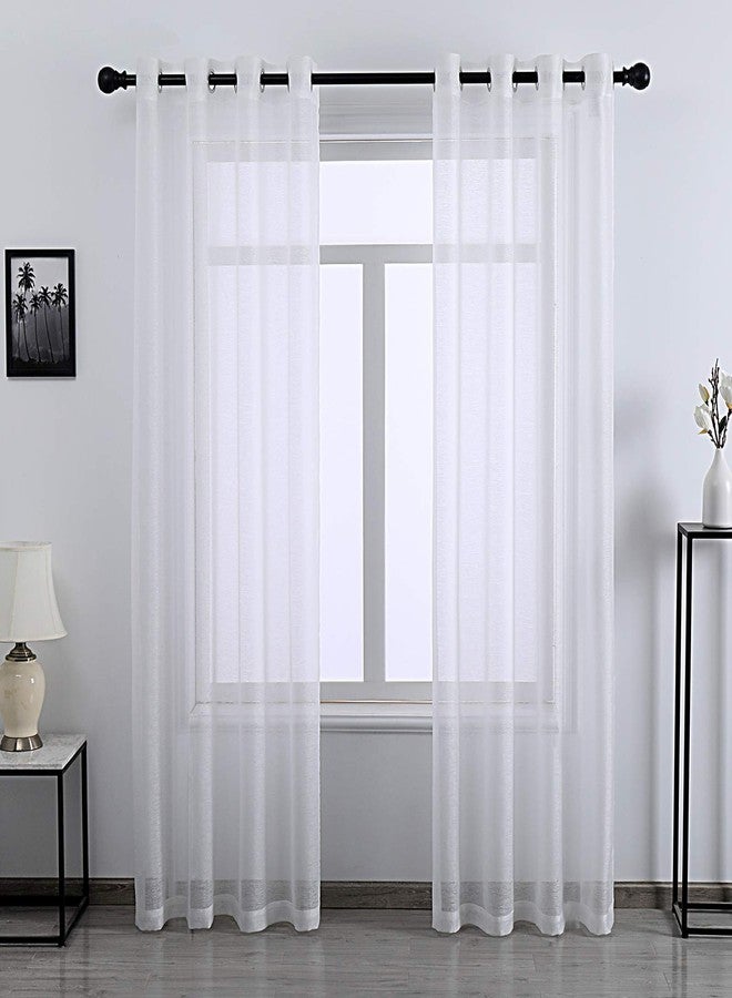 DONREN 108 inch Extra Length Sheer Curtains for Bedroom - Grommet Top Solid Luxury Soft Gauze Voile Window Panels for Patio (52 W x 108 L,White,2 Pieces) - Image 1